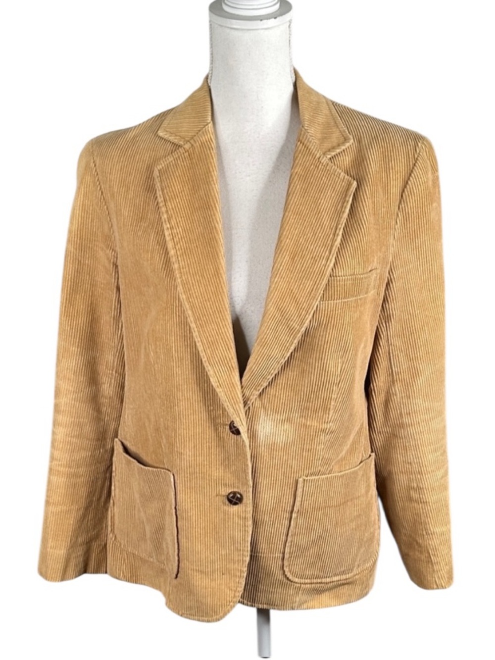 Corduroy Tan Women's Classic Vintage Business Career Blazer‎ Size Medium